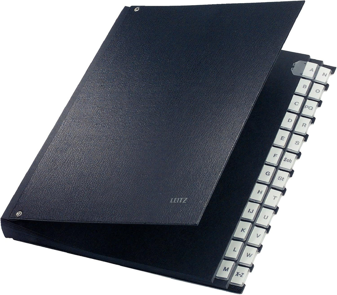 Leitz Pultordner, A4, 24 Fächer, 24 Plastik-Buchstaben-Taben, Kunststoff, Schwarz, 59240095 24 Fäche