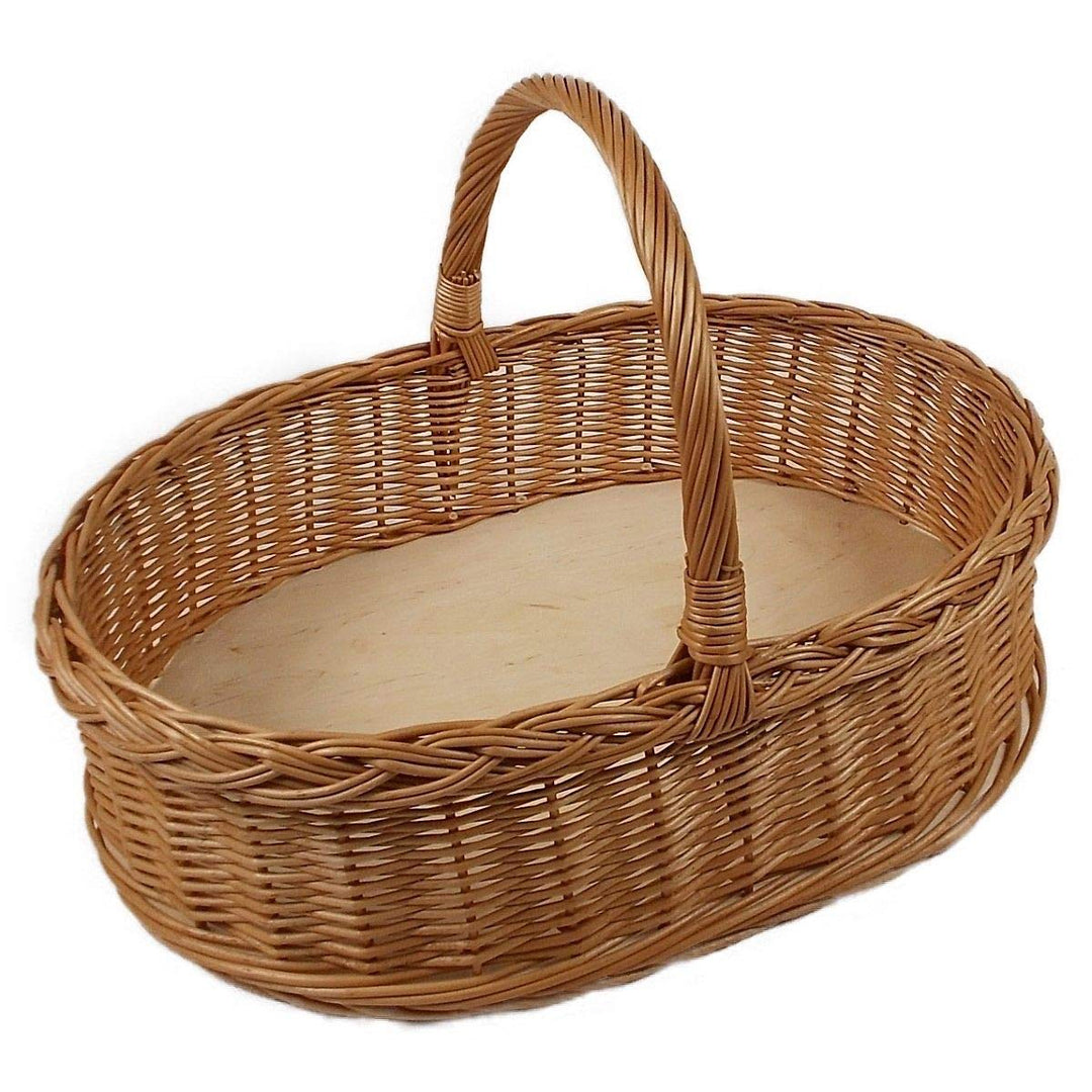 Weidentablett mit Henkel Braun Oval ca. 52x40x35 cm