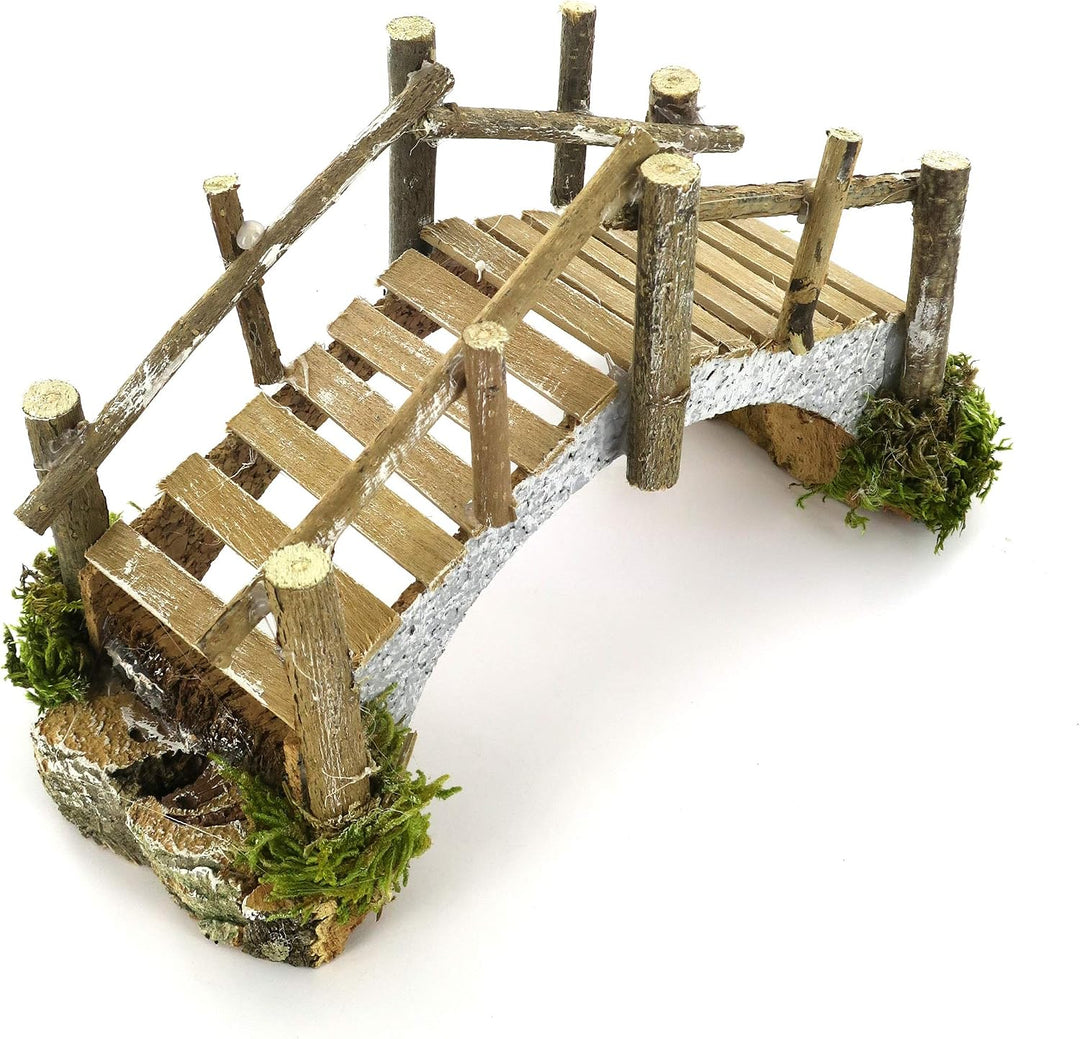Bertoni Brücke aus Kork und Holzplanken für Krippe | Italienisches Produkt | 23x12x7 cm