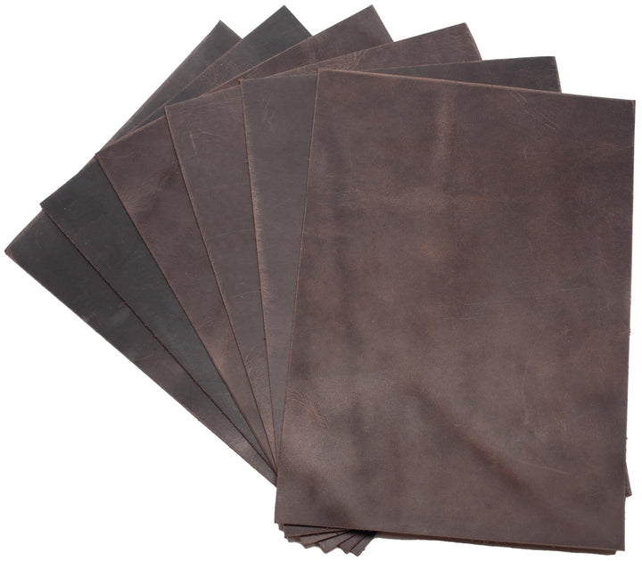 HAPPER STUDIO Rindsleder 2mm Pull-Up Crazy Horse Leder A5 x 6 Stücke (Brown Burnt Umbro 2mm), Brown