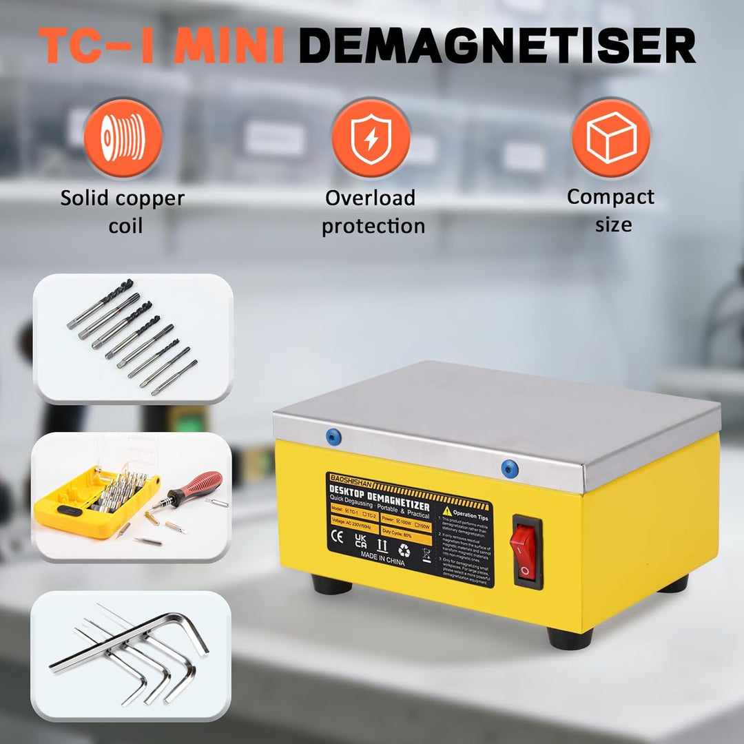 BAOSHISHAN Mini Entmagnetisierer Tragbarer 16×12×9CM, 100W, Reine Kupferspule, 80% Fortführungsrate