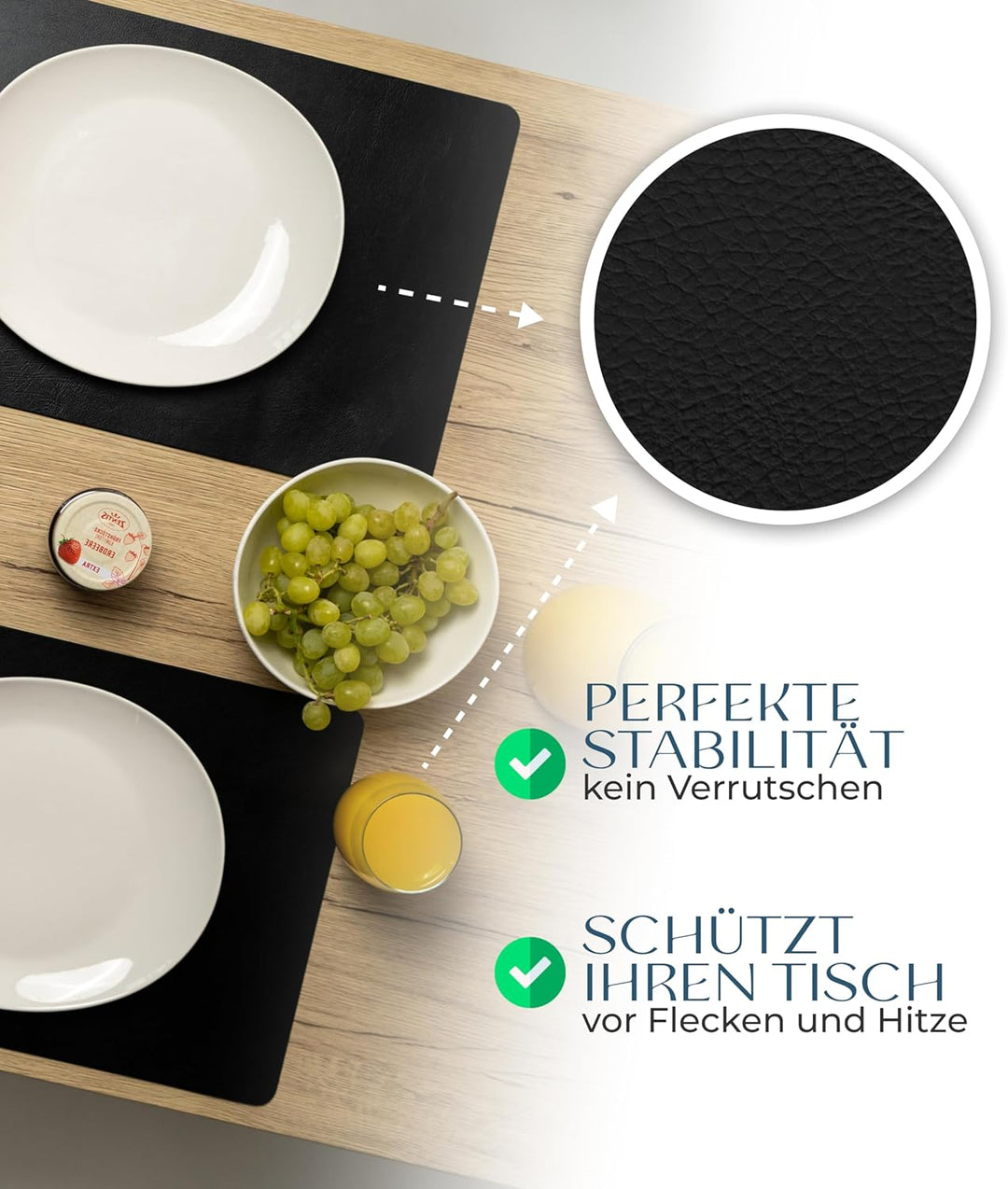 Lederfabrik Garnier® Platzsets und Untersetzer 4er Set, abwaschbar, echtes recyceltes Leder, Tischse