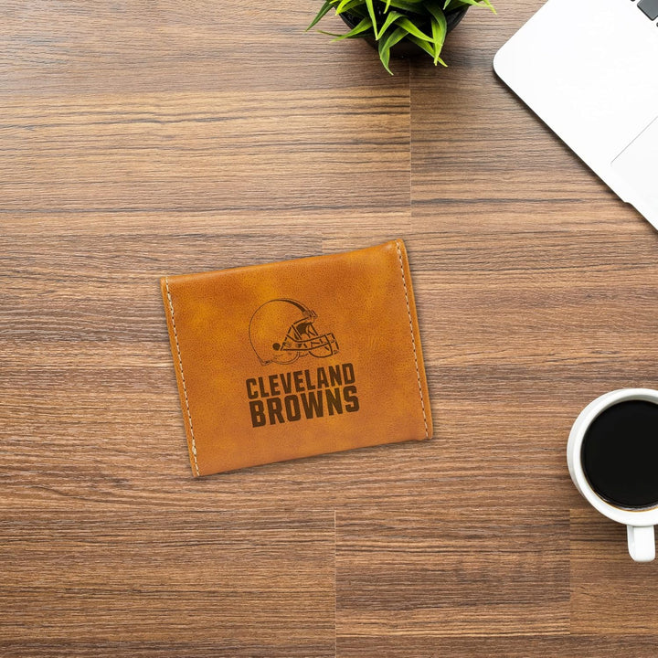 Rico Industries NFL Laser Engraved Tri-Fold Wallet, Brown Cleveland Browns, Cleveland Browns