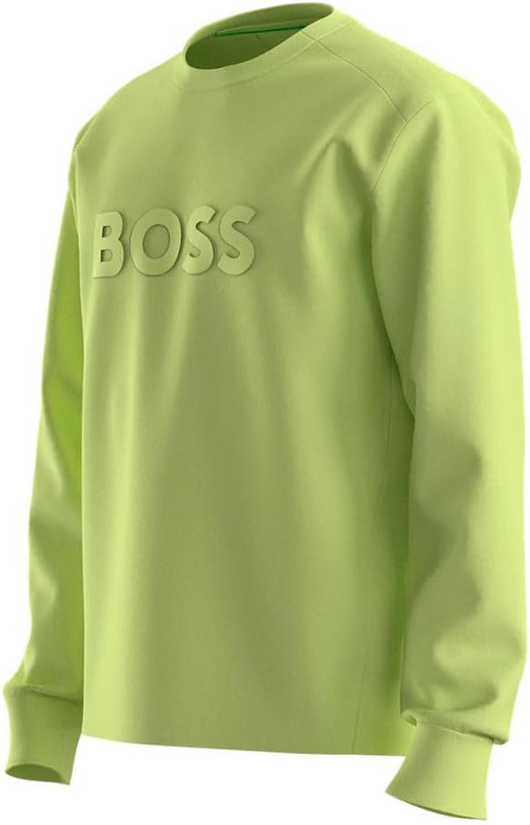 BOSS Herren Salbo Sweatshirt aus Stretch-Baumwolle mit Logo im Sandwich-Stil XS 337light/Pastel Gree