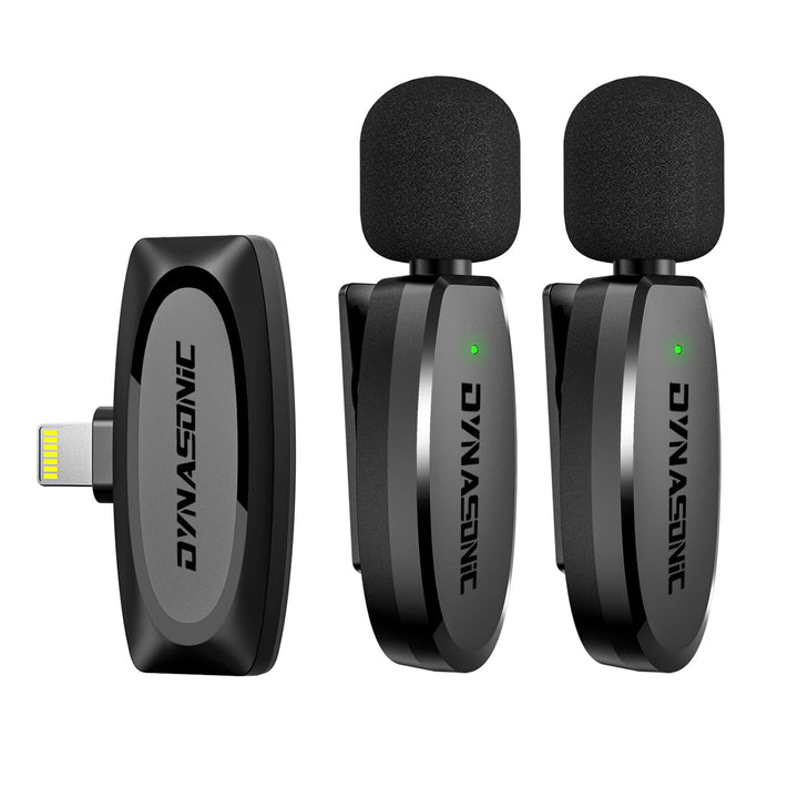 DYNASONIC DM-Pro Kabellose Lavalier-Mikrofone für iPhone, 2. Generation, 2 Stück, Mobile (2,4 GHz),