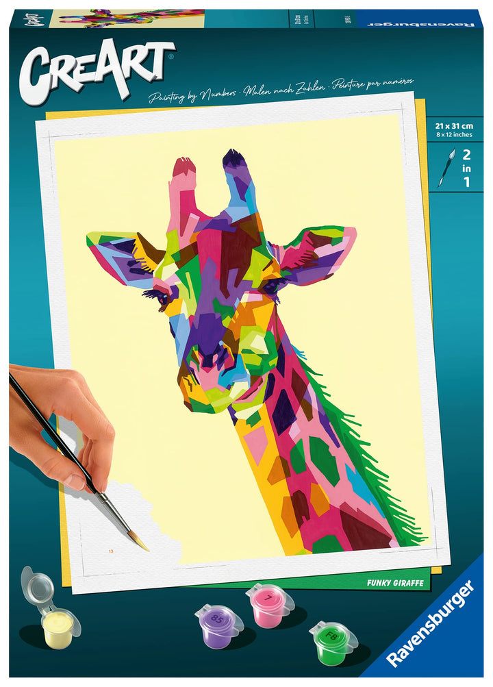 Ravensburger CreArt 28993 - Funky Giraffe - Malen nach Zahlen Erwachsene, DIY Malset mit Pinsel und