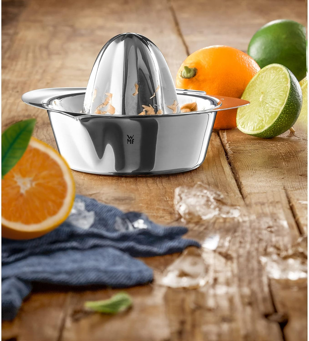 WMF Gourmet Zitronenpresse Edelstahl 13cm, Zitruspresse manuell, Cromargan Edelstahl mattiert, für Z