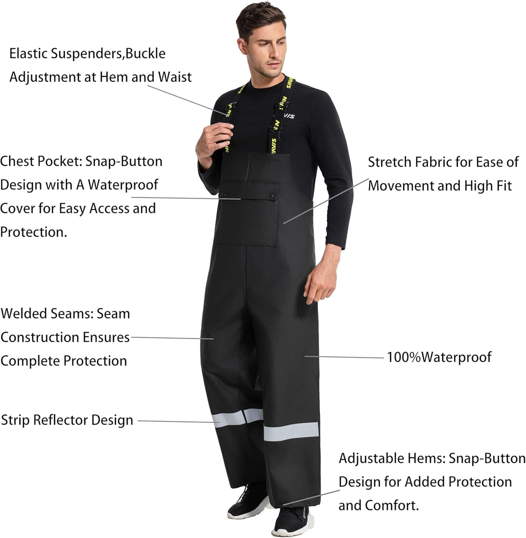 Regenanzug Herren Warnschutz Wasserdicht - PU Regenjacke & Latzhose, Regenbekleidung mit 360° Reflek