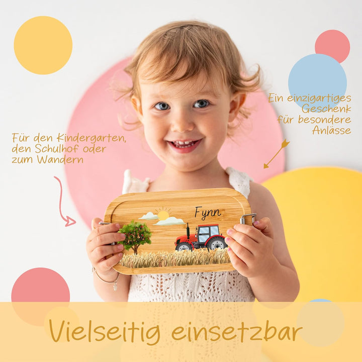 Bärenfreunde® - Personalisierte Brotdose für Kinder mit Spezial-Druck - Robuste Edelstahl Brotdose -