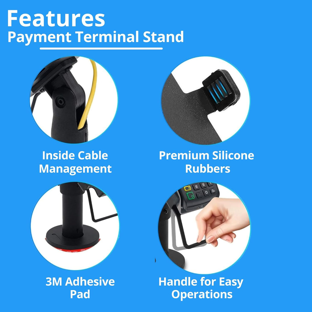Stand PAX S80 Card Reader Payment Terminal, Swivels 180 ° and Tilt 45 ° 3M Adhesive Professional for