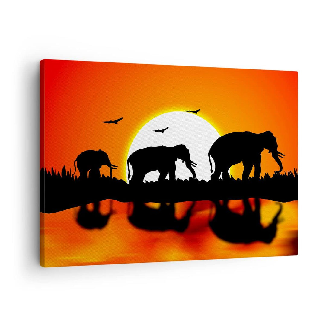 Bilder auf Leinwand Tiere Afrikaner Elefanten Natur Leinwandbild 70x50cm Wandbilder Dekoration Wohnz