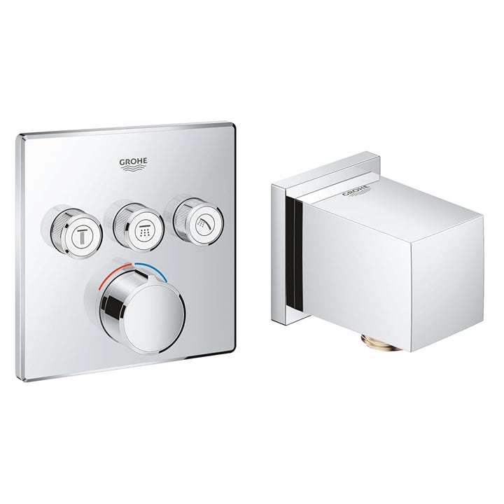 GROHE Smartcontrol - Unterputzmischer mit 3 Absperrventilen, eckig, chrom, 29149000 &amp; Euphoria Cube