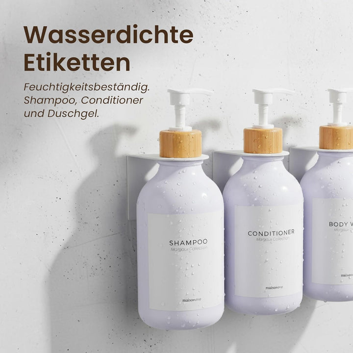 MaisoNovo Shampoo Flaschen zum befüllen – Duschseifen Seifenspender Wandbefestigung – 500 ml Set mit