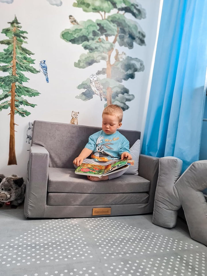 Flumi Personalisierte Kindercouch Kinder Sessel Sofa Schlafsofa jugendzimmer mit Gravur KINDERNAME S
