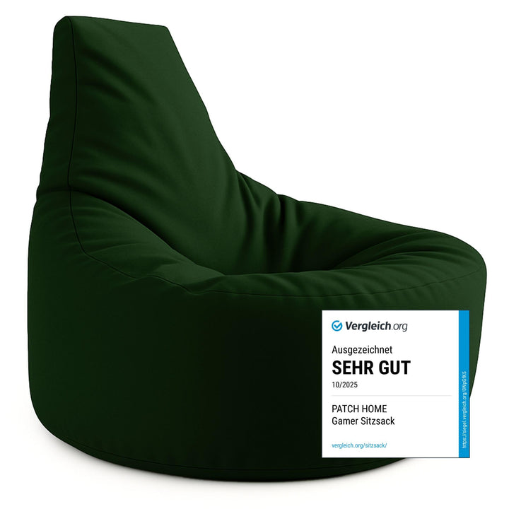 PATCH HOME Gamer Kissen & Lounge Sitzsack – befüllbar mit Reissverschluss, gefüllt mit Styropor, gee