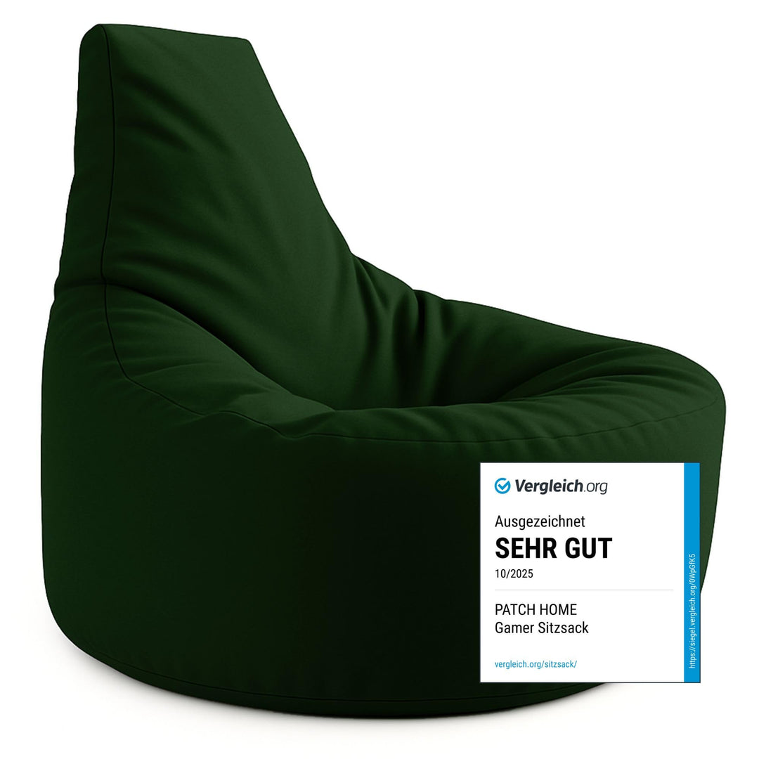 PATCH HOME Gamer Kissen & Lounge Sitzsack – befüllbar mit Reissverschluss, gefüllt mit Styropor, gee