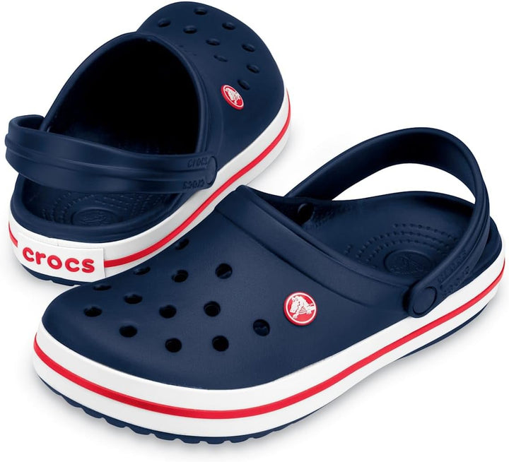crocs Unisex-Erwachsene Crocband Clogs, Weiss (White 100), 39/40 EU 45/46 EU Navy, 45/46 EU Navy