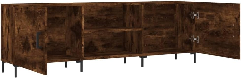 TV-Schrank Eiche Rauchgrau 150 x 30 x 50 cm aus mehrschichtigem Holz und Eisen – niedriger Schrank m