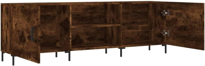 TV-Schrank Eiche Rauchgrau 150 x 30 x 50 cm aus mehrschichtigem Holz und Eisen – niedriger Schrank m