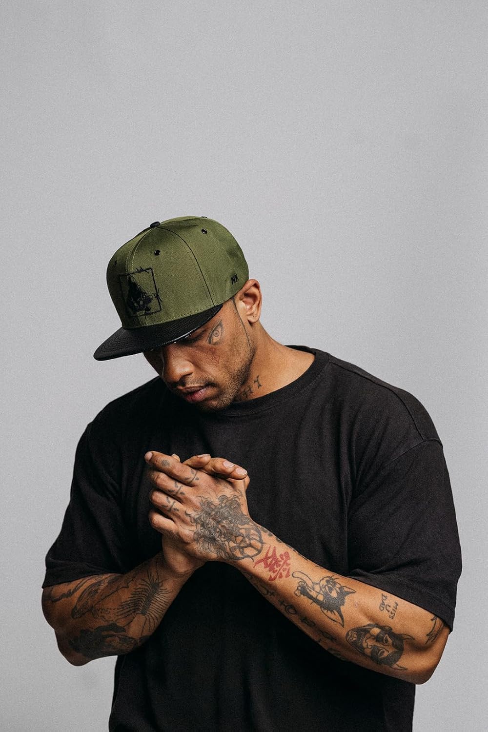 Nebelkind Snapback Cap Schwarz Grün Barbed Wire Stacheldraht Grössenverstellbar Unisex One Size