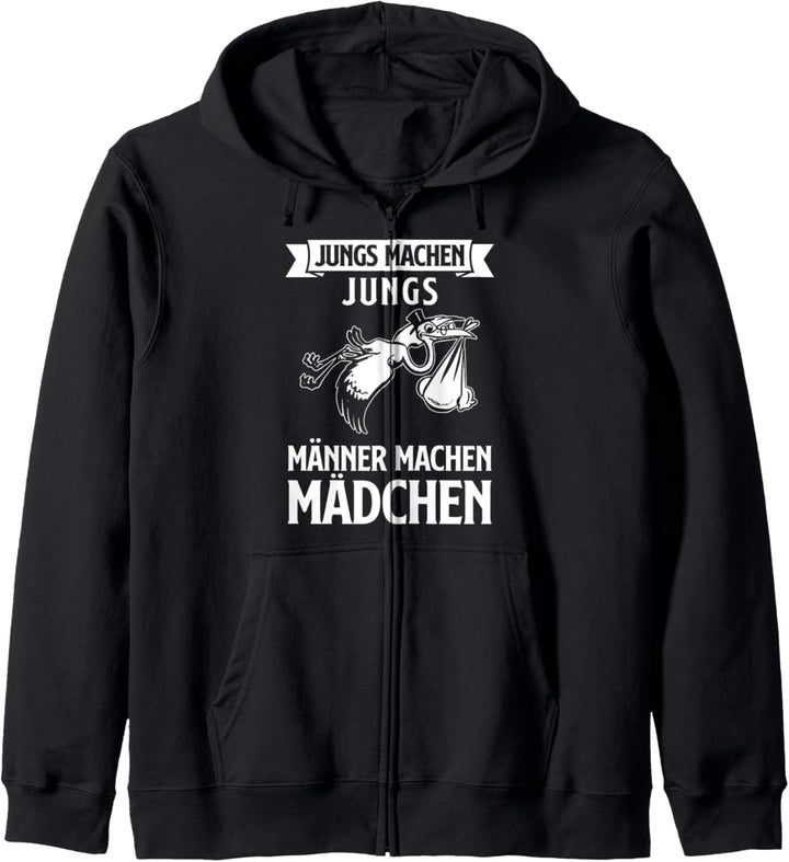 Männer Machen Mädchen Storch Ankündigung werdender Papa Kapuzenjacke
