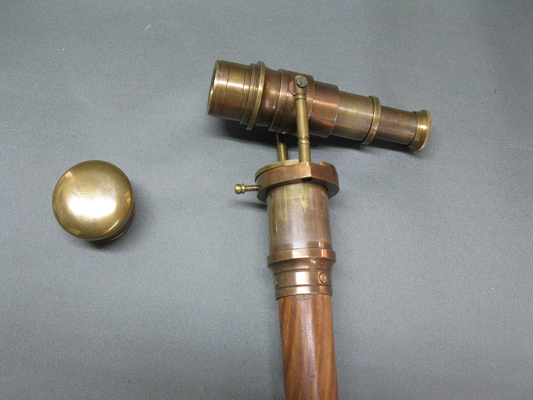 Gehstock Spazierstock Wanderstock Edelholz mit Fernglas Fernrohr Kapitänsstock 97cm M37