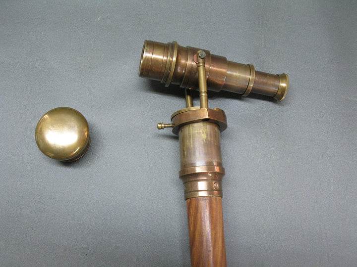 Gehstock Spazierstock Wanderstock Edelholz mit Fernglas Fernrohr Kapitänsstock 97cm M37