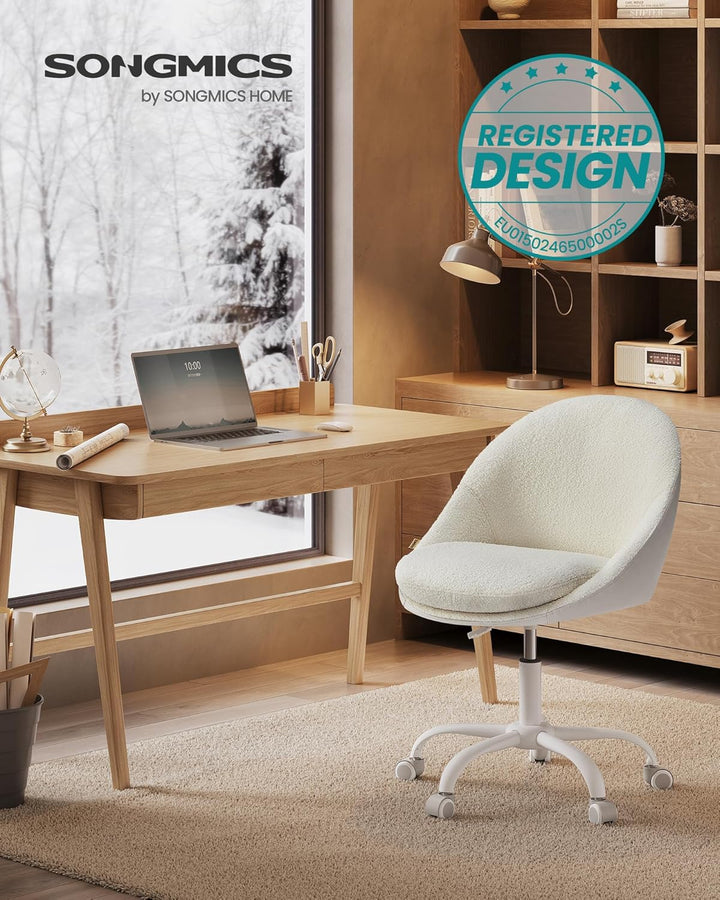 SONGMICS Homeoffice Stuhl, Drehstuhl aus Sherpa, Schreibtischstuhl, Schaumstoffpolsterung, höhenvers