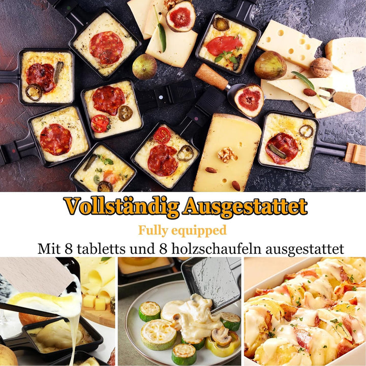 LZQ Raclette Grill für 8 Personen, Electric Grill Tischgrill Elektrogrill antihaftbeschichteter Gril