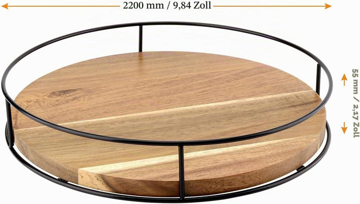 FAAING 2 Stück 25cm Holz Lazy Susan Drehteller, 360° drehbar Drehteller Rund Küche Holz Gewürzregal