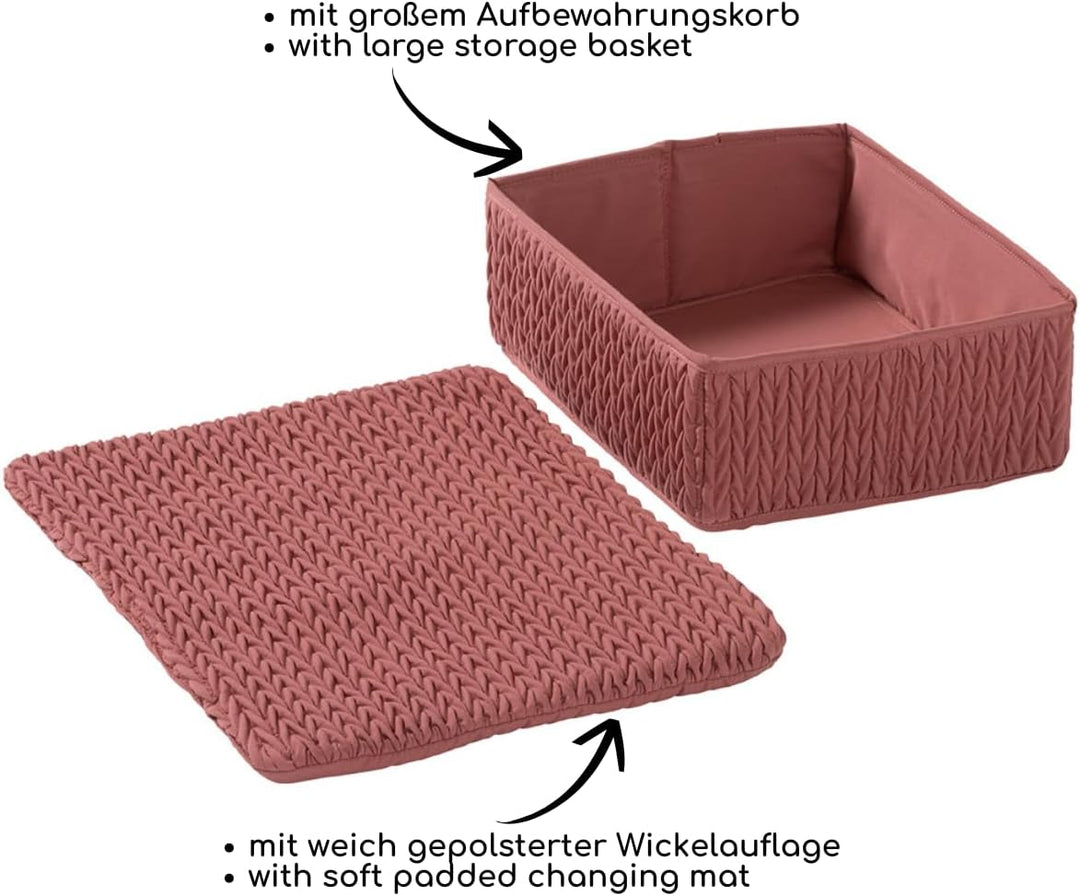 howa Puppenwickeltisch aus Holz „Grace“, Puppenwickelkommode mit Zubehör – Wickeltisch für Puppen mi