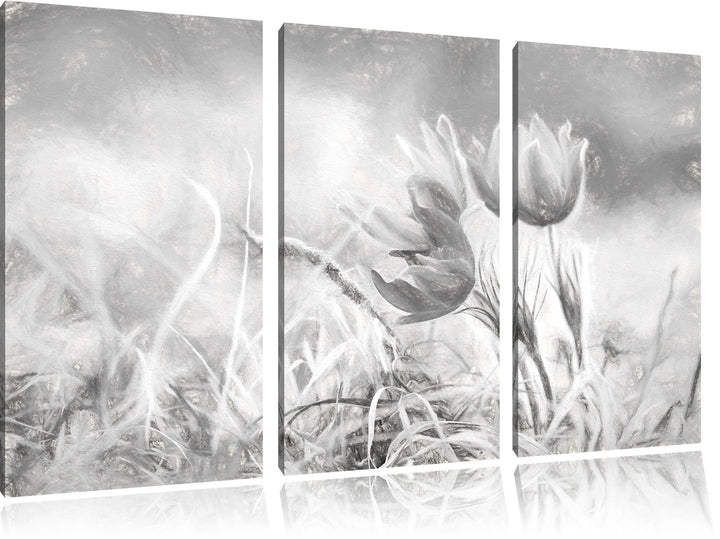 Pixxprint schöne Krokusse Kunst als Leinwandbild/Grösse: 3 Teilig (120x80) / Wandbild/Kunstdruck/fer