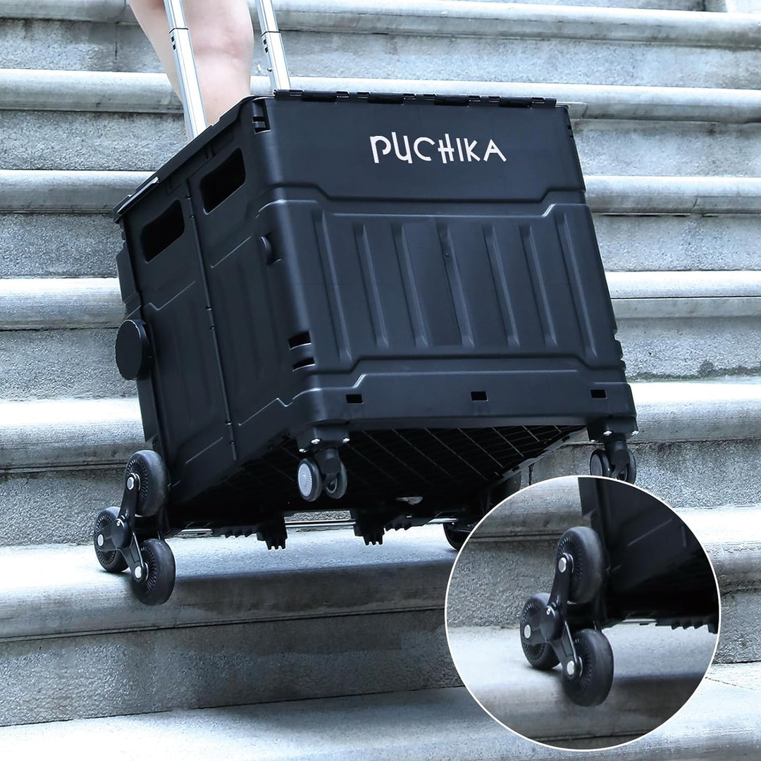 PUCHIKA Einkaufstrolley klappbar, Einkaufswagen Trolley, Einkaufstrolley mit Deckel, Shopping Trolle