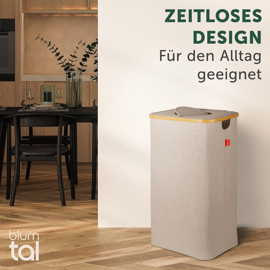 Blumtal Pflandflaschen Sammelbehälter 100L - Bambus Pfandflaschen Organizer mit Pfandflaschen Tasche