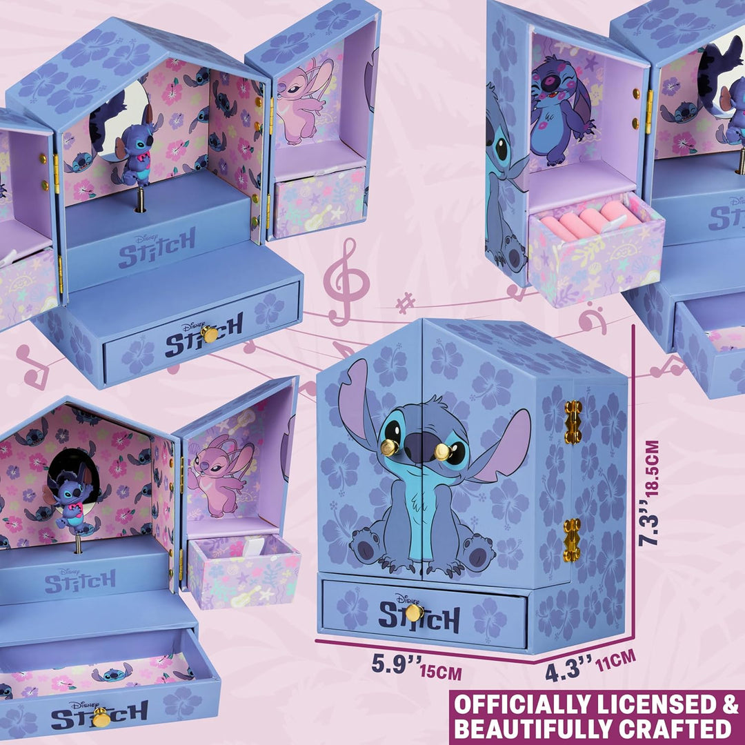 Get Trend Disney Stitch Schmuckkästchen Mädchen Musikbox für Ringe Ohrringe Halskette Geschenke für