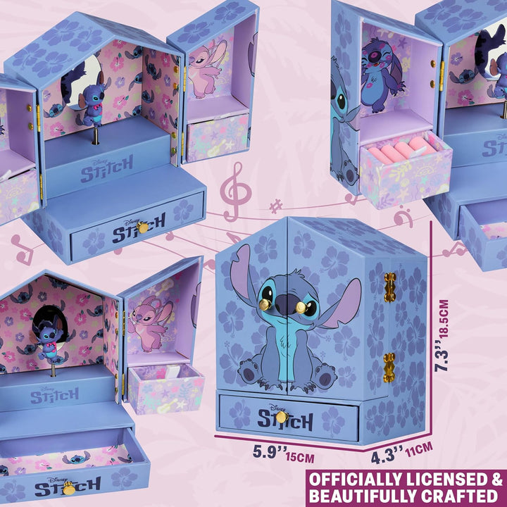 Get Trend Disney Stitch Schmuckkästchen Mädchen Musikbox für Ringe Ohrringe Halskette Geschenke für