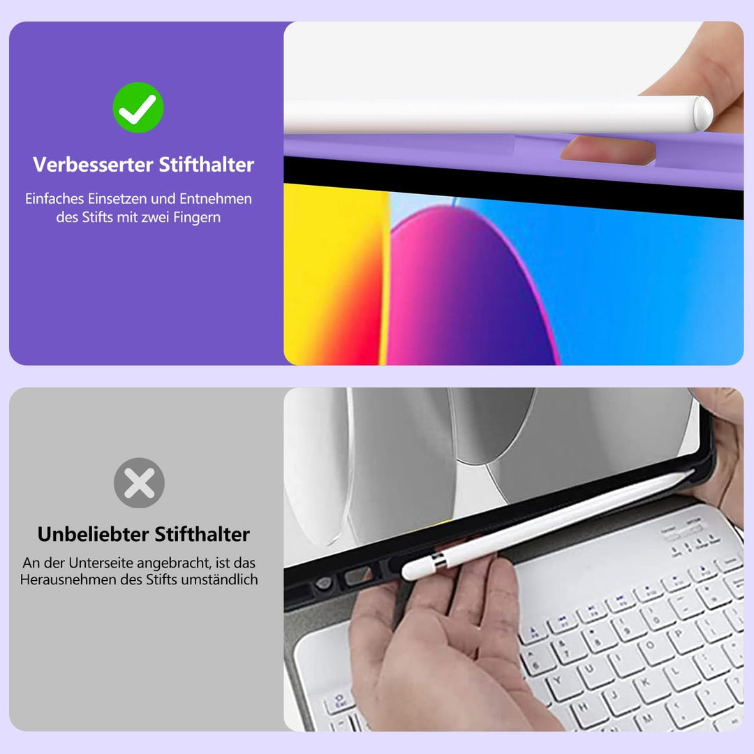 aMZCaSE für iPad A16 10/11th Generation Case mit Tastatur 11/10.9 Zoll(2025/2022),7 Farben Hintergru