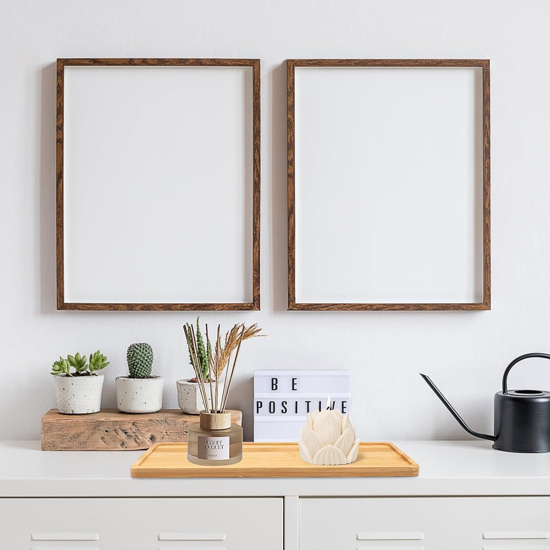 10 Stück Kleine Bambus Tabletts, 28 x 10 cm Rechteckig Holztablett, Holz Serviertabletts Servierplat