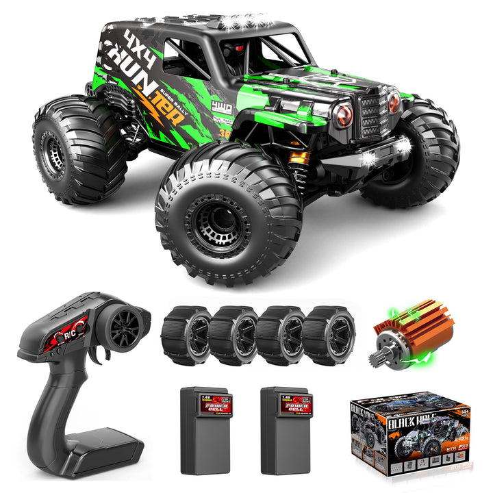 Ferngesteuertes Auto 1:14 RC Auto 4WD 40+ km/h Off Road Monster Truck, RC Car mit 2× 7,4V 1300mAh Ak