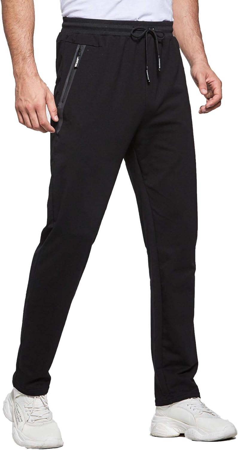 Tansozer Jogginghose Herren mit Reissverschluss Slim Fit Hose Herren mit Taschen S Schwarz, S Schwar