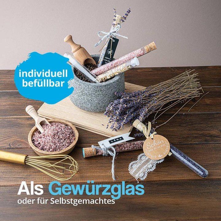 Tuuters Glas Reagenzglas mit Verschluss 25 Stück - 100 x Ø16mm Glasröhrchen | Reagenzgläser mit Deck