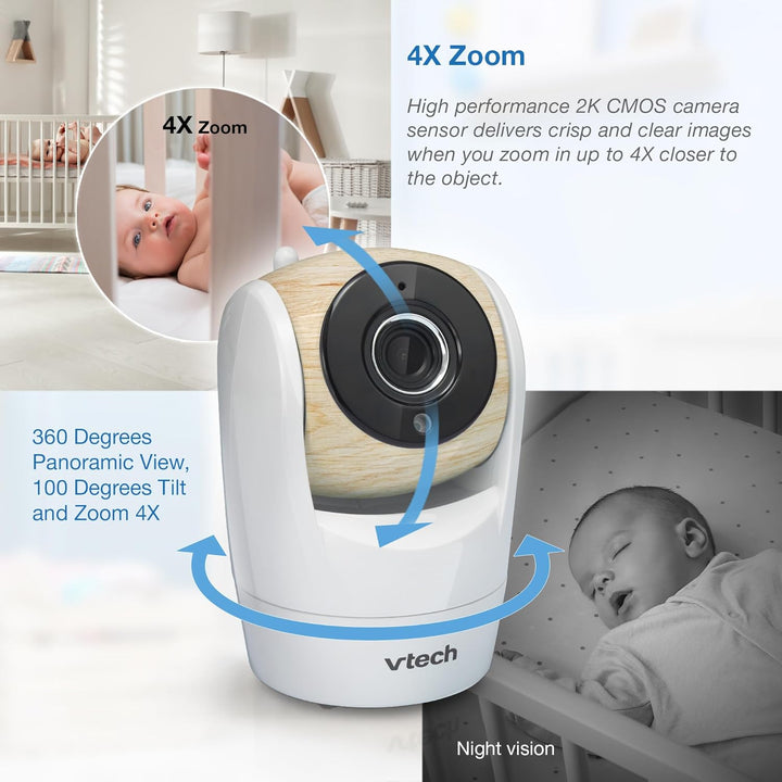 VTech VM919 HD Babymonitor – Video-Babyphon mit Weitwinkelkamera – 360° Panoramasicht, HD-Video, kla