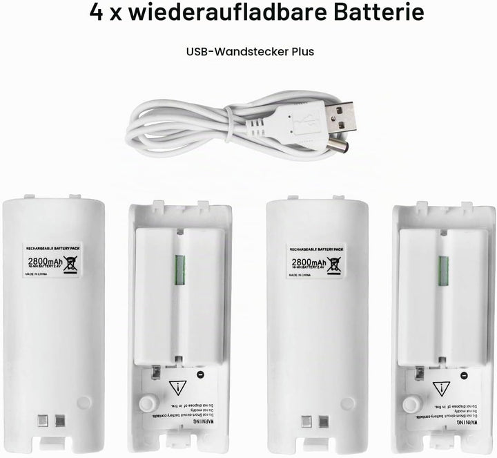 Remote Ladegerät für 2 Wii Controller mit 4 Akkus,TechKen Ladestation für WII Fernbedienung für Wii