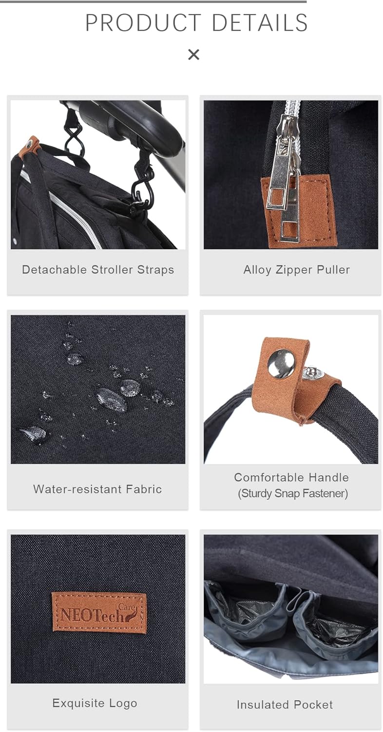 NEOtech Care Wickeltasche Rucksack für Baby Mädchen/Junge, breite Öffnung, Multifunktions-Organisati