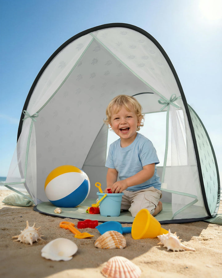 Strandmuschel Pop-Up Baby &amp; Kinder - Strandzelt Windschutz (Grün) | UV-Schutz UPF 50+, automatischer