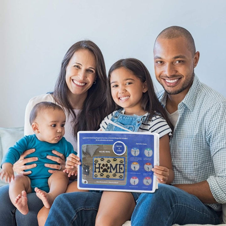 ROCKY&CHAO Knüpfteppich Zum Selber knüpfen, Knüpfsets Latch Hook Kit Selbst Knüpfen Set für Kinder u