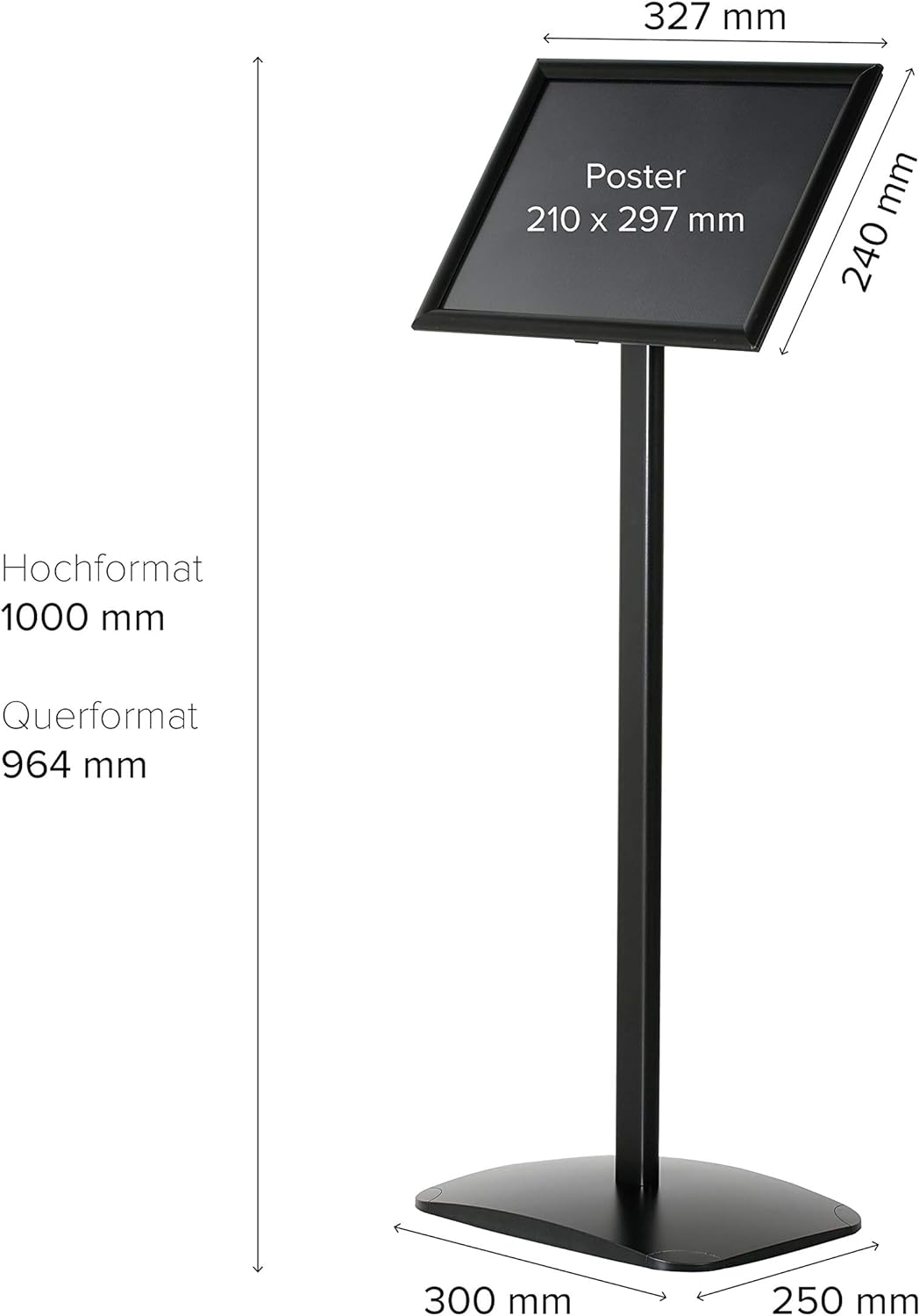 DISPLAY SALES Infoständer schwarz DIN A4 (210 x 297 mm). Premium Design Informationsständer (1 m Höh
