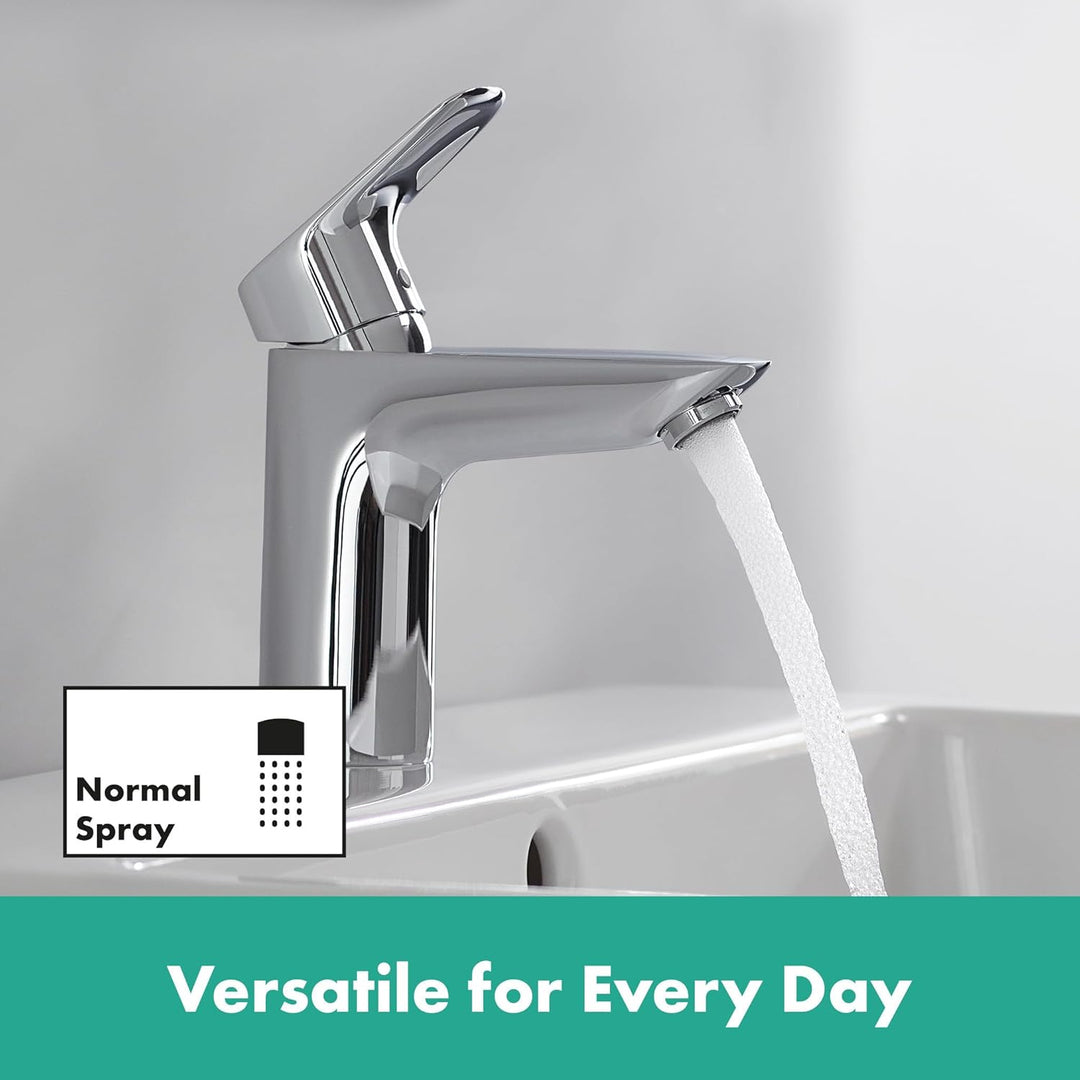 hansgrohe Logis - Waschtischarmatur mit Push-Open Ablauf, Wasserhahn Bad mit Auslauf Höhe 93 mm, Mis
