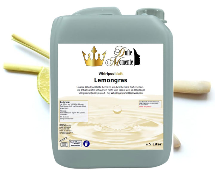Dufte Momente | Whirlpool Duft Lemongras 5 Liter | Badezusatz | mit naturreinen und natürlichen äthe