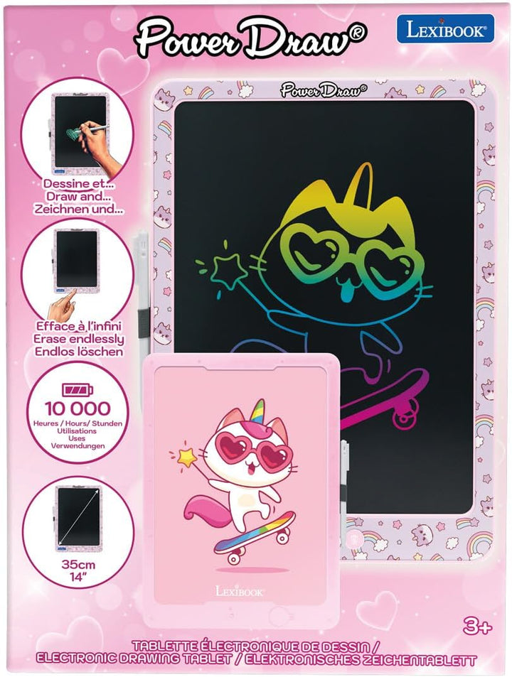 Lexibook, Power Draw®, Elektronische Zeichentafel mit Stift inklusive, Grosses 14’ E-Ink LCD-Display